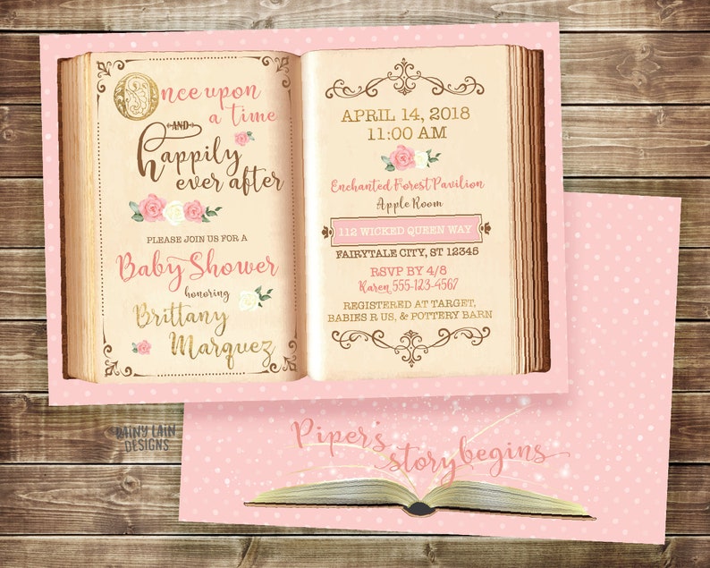 Once Upon A Time Baby Shower Invitation Vintage Storybook Etsy