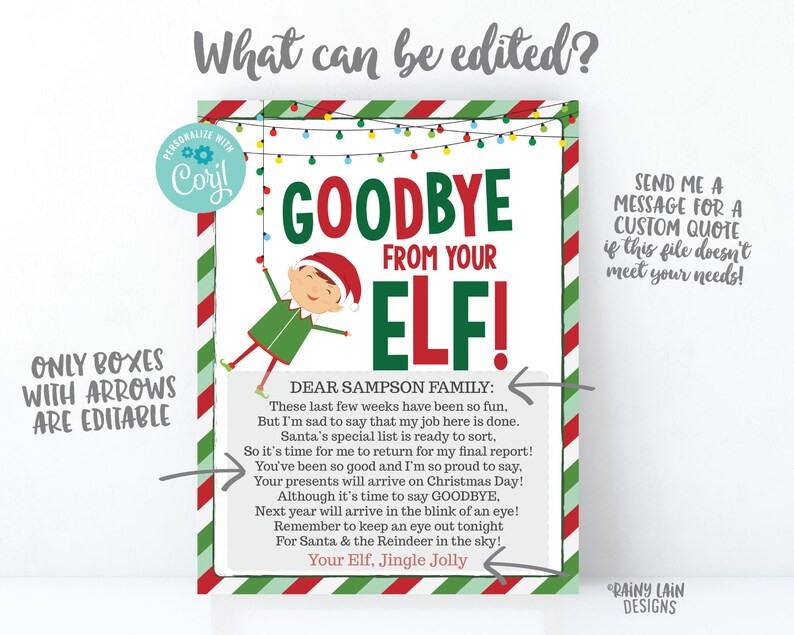 Elf Hello Letter Elf Goodbye Letter Elf Return Letter | Etsy