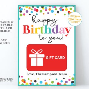 Happy Birthday Gift Card Holder Giftcard Holder From Group Office School Employee Appreciation Company Staff Corporate Teacher PTO PTA