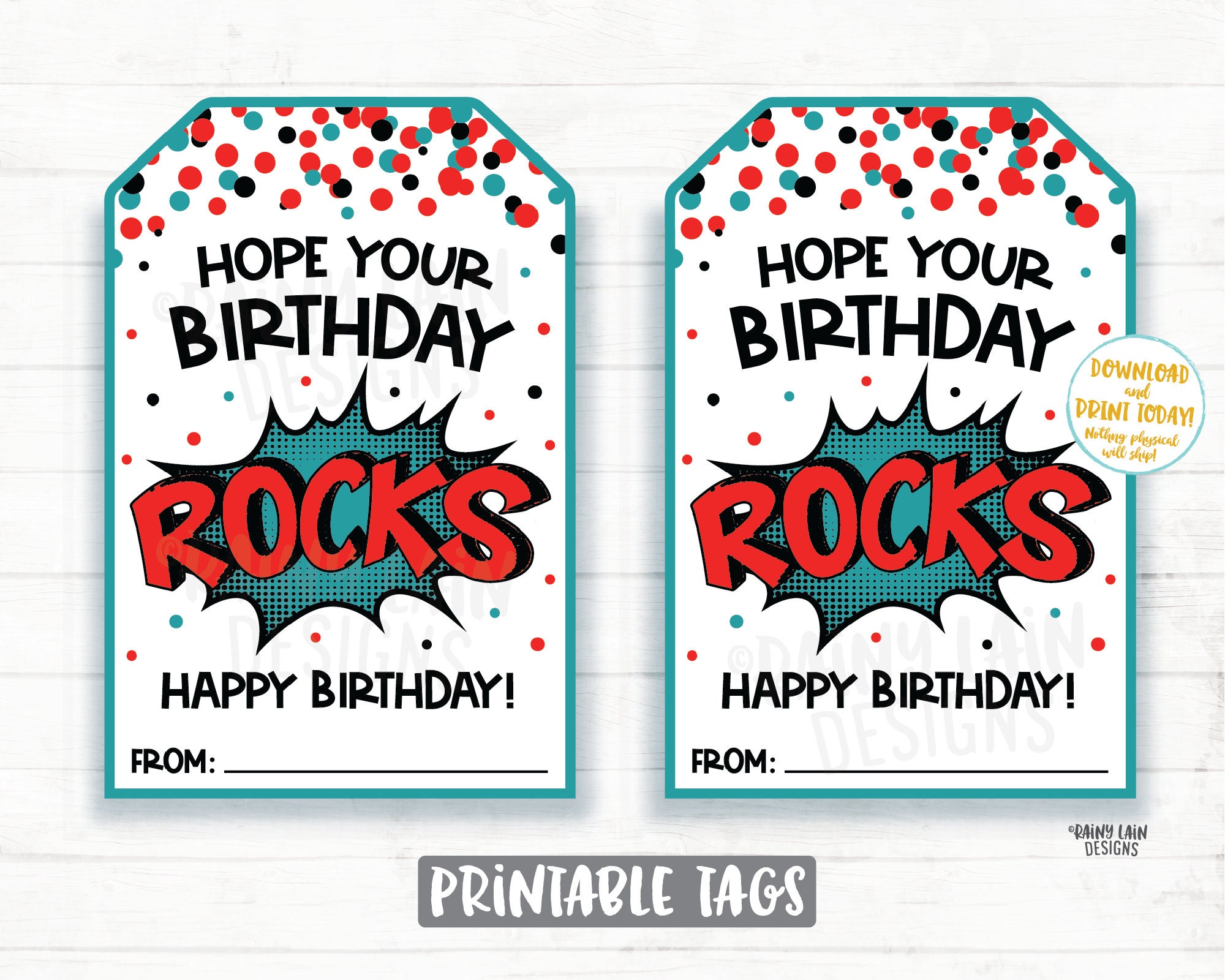 Hope your birthday rocks tag printable birthday gift tag Etsy