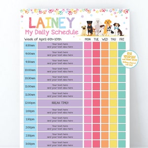 Editable Home School Schedule Puppy Chore Chart Printable Kids Schedule ...