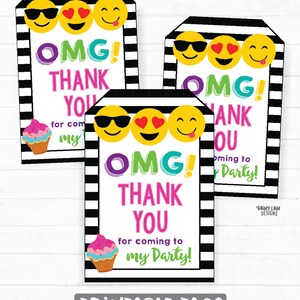 Emoji Thank You Tags, Emoji Tags, Emoji Favor Tag, Stripes, OMG ...