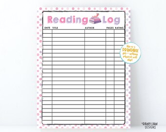 Reading Log Printable Reading Log for Kids, Spring reading log, Summer reading log, Kids reading log, Home school reading activity polka dot
