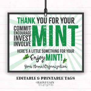 Mint Gift Tags Employee Appreciation Company Volunteer Co-Worker Staff Corporate Teacher Mint Thank you Tags Mint Labels Mint Favor Tags
