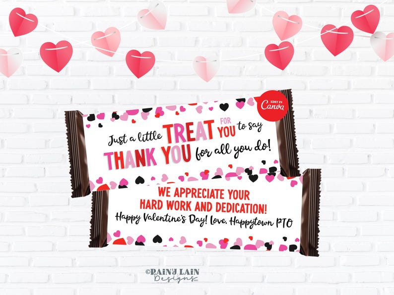 Gift Rapper Messages Valentine's Day Treat Wrapper, Editable Valentine Candy Bar Printable ...