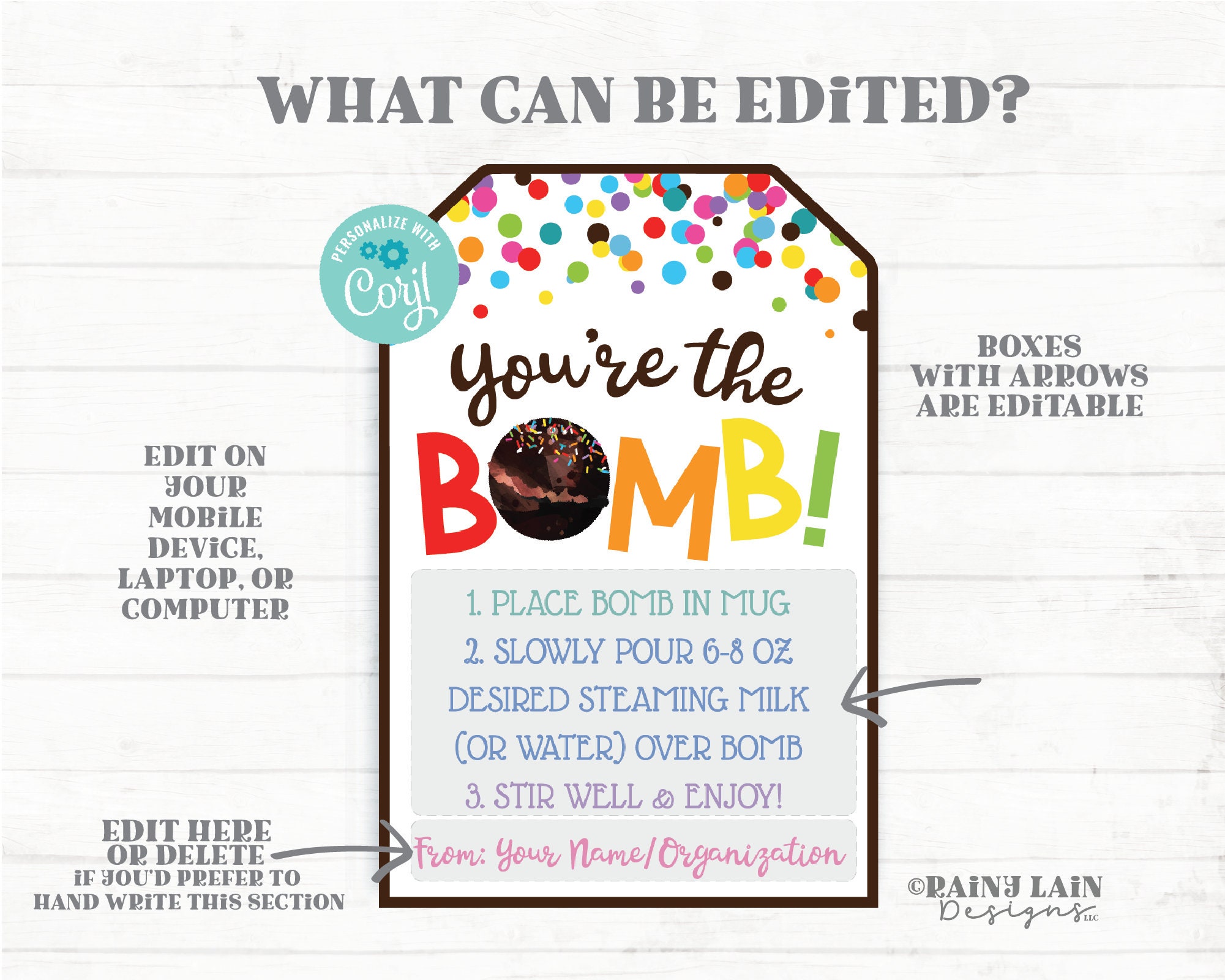 You're the Bomb Tag Editable Cocoa Bomb Tags Hot Cocoa Bomb Gift Hot ...