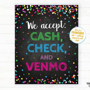 Wij accepteren Cash Check en Venmo Sign, Cookie Booth Printable, Cookie Sign, Cookie Printable, Creditcards, Cookie Booth Sign