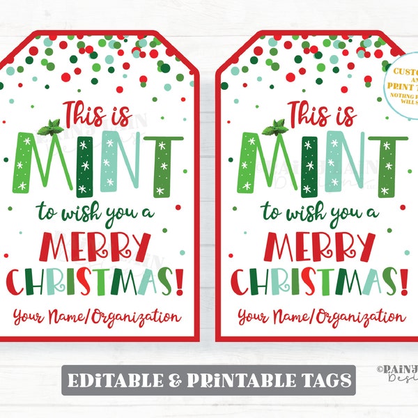 Mint to Wish you Merry Christmas Tag Holiday Mint Thank you Gift Appreciation Employee Company Staff Teacher Thank you PTO Neighbor Hostess