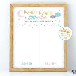 Gender Reveal Voting Poster, Twinkle Twinkle Little Star Voting Sign, Gender Reveal Party Sign, Pink Blue Gold, Gender Reveal Printables