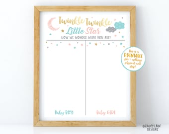 Gender Reveal Voting Poster, Twinkle Twinkle Little Star Voting Sign, Gender Reveal Party Sign, Pink Blue Gold, Gender Reveal Printables