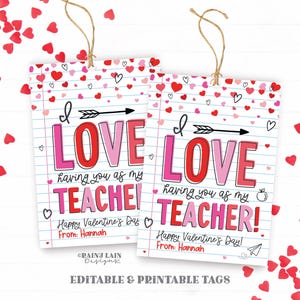 Etiqueta de regalo de San Valentín para maestros, etiqueta de regalo para maestros de estudiantes, tarjetas de San Valentín para niños para maestros, imprimibles, San Valentín de estudiantes, personalizadas