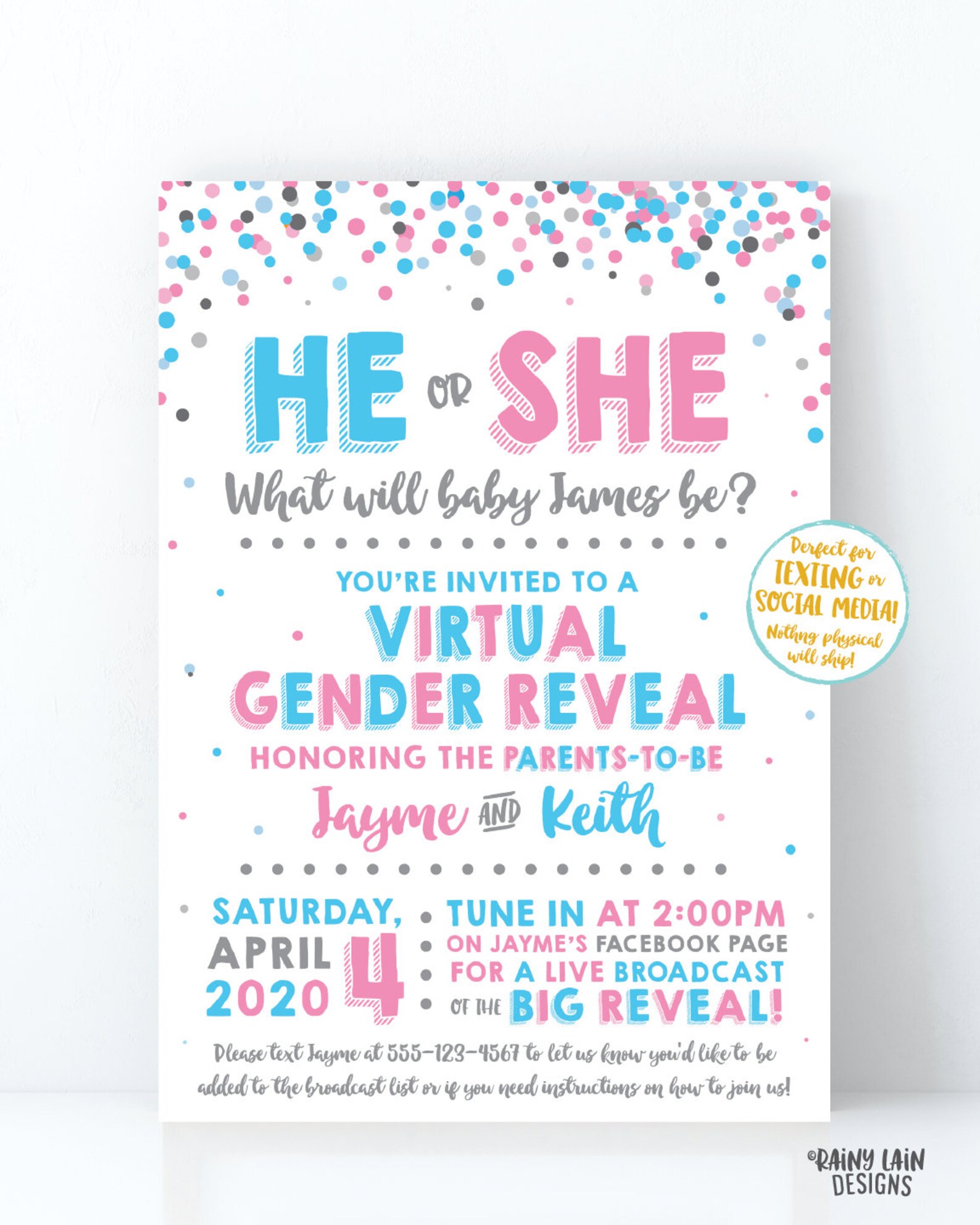 Virtual Gender Reveal Invitation Long Distance Gender Reveal Etsy