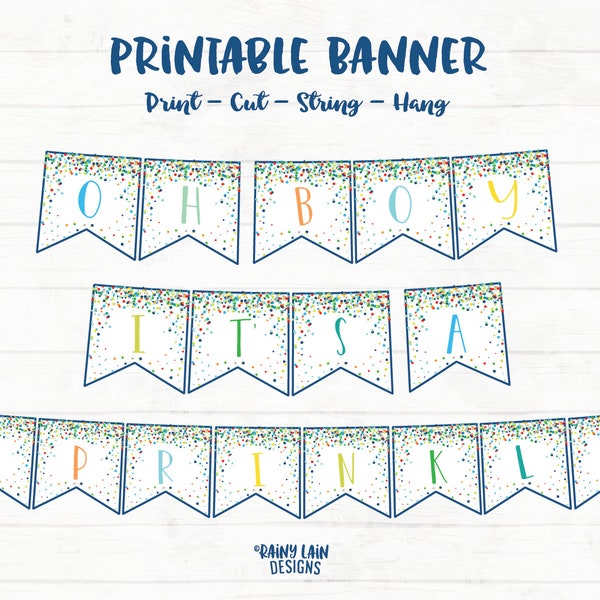 Oh Boy It's A Sprinkle Banner, Boy Sprinkle Banner Sprinkle Shower Banner Baby Sprinkle Ideas Sprinkle Decorations Printable Bunting Garland