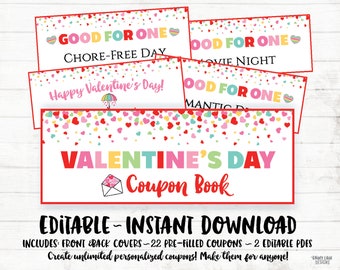 Valentine's Day Coupon Book, Printable Valentine Coupons, Coupon Book for Kids, Coupon Book for Him, Gift for Him, Love Coupons, DIY Coupons