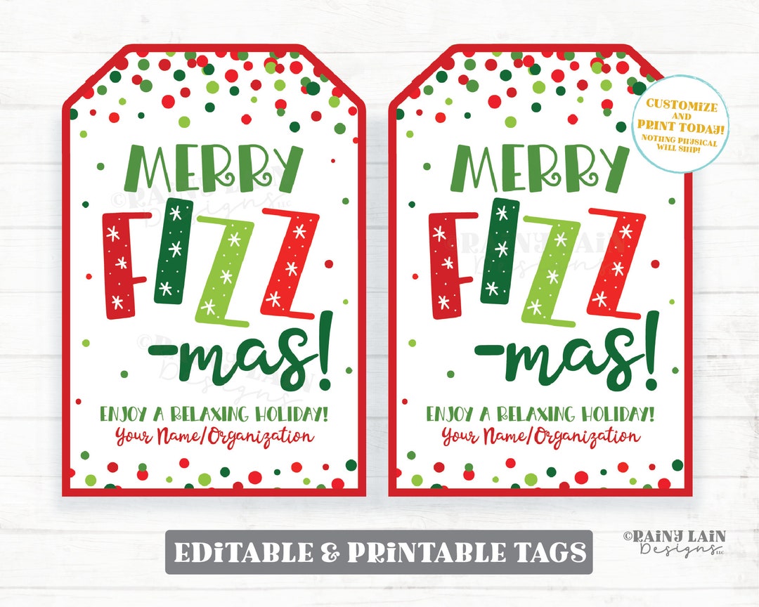 Merry Fizzmas Gift Tag Holidays Christmas Fizzmas Bath Bomb Salts Spa