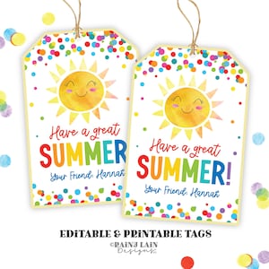 Have a Great Summer Gift Tag, End of School Year, End of Year Student Gift, Summer Break, Classmate Last Day of School Tags