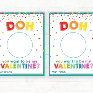Plastilina para San Valentín, Doh, quieres ser mi Valentín, Doh, San Valentín, Tarjeta de San Valentín para niños imprimible para el aula de San Valentín sin dulces