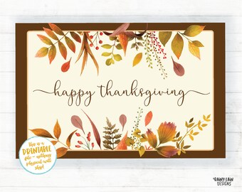 Printable Placemats, Happy Thanksgiving Placemats, Thanksgiving Table Decorations, Thanksgiving Printables, Friendsgiving, DIY Placemats