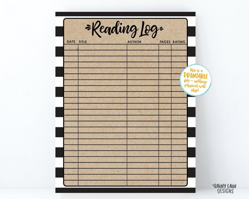 Reading log printable reading log for adults spring reading etsy