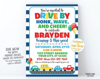 Drive By Party Invitation, Social Distancing Party, Drive By Birthday Invitation, Drive By Party Boy Drive By Party, Stay at Home Party, Car