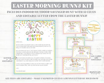Easter Scavenger Hunt Easter Bunny Letter Easter Egg Hunt Bunny Clue Cards Letter from the Easter Bunny Kids Treasure Hunt Printable