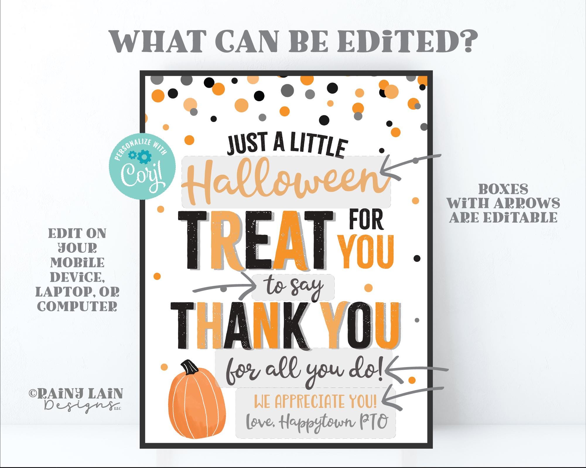 Halloween Treat for You to Say Thank You for All You Do Sign, Teacher's ...