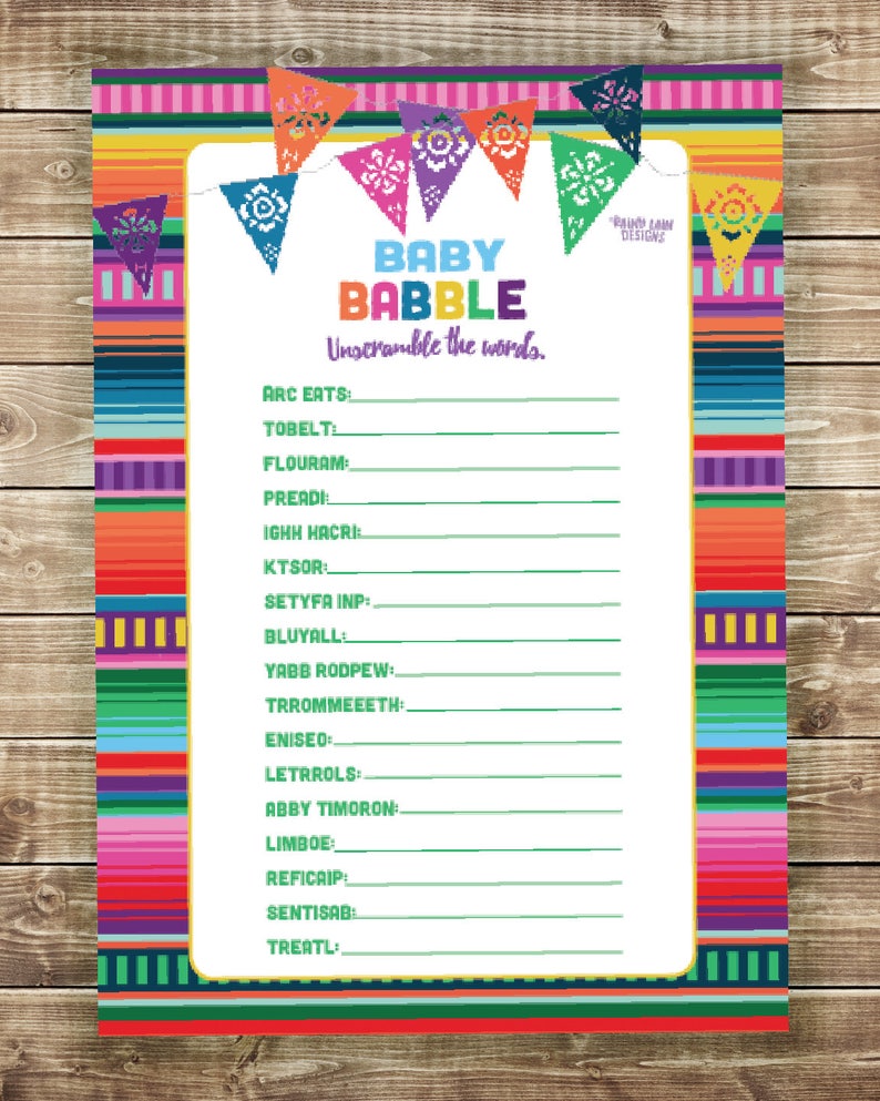 Baby Babble Game Baby Shower Game Printables Fiesta Baby