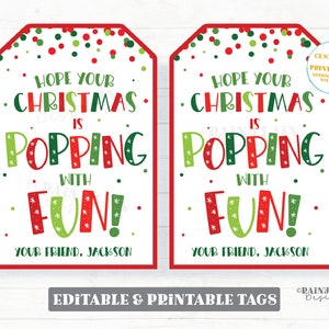 Christmas Pop Gift Tag Popping met leuke Poppin Holiday Fidget Toys Student Classroom Preschool Kids Popcorn Ball Bewerkbare tag