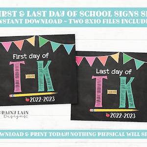 First and Last Day of TK Sign Set T-K 1st Day Last Day of - Etsy
