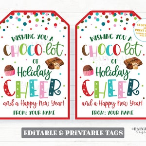 Holiday Chocolate Gift Tag Christmas Choco-lot of Holiday Cheer Employee Staff Student Classroom Preschool Teacher Favor Tag PTO Gift Tag