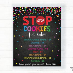 STOP Cookies for Sale Poster Drive Thru Cookie Booth Printable - Etsy