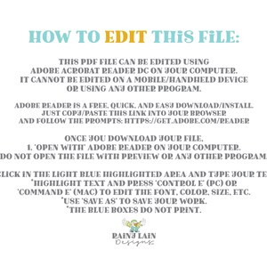 May include: A blue and orange text graphic with instructions on how to edit a PDF file using Adobe Acrobat Reader DC. The text includes the website address https://get.adobe.com/reader. The graphic also includes a cartoon illustration of a raindrop with a face.