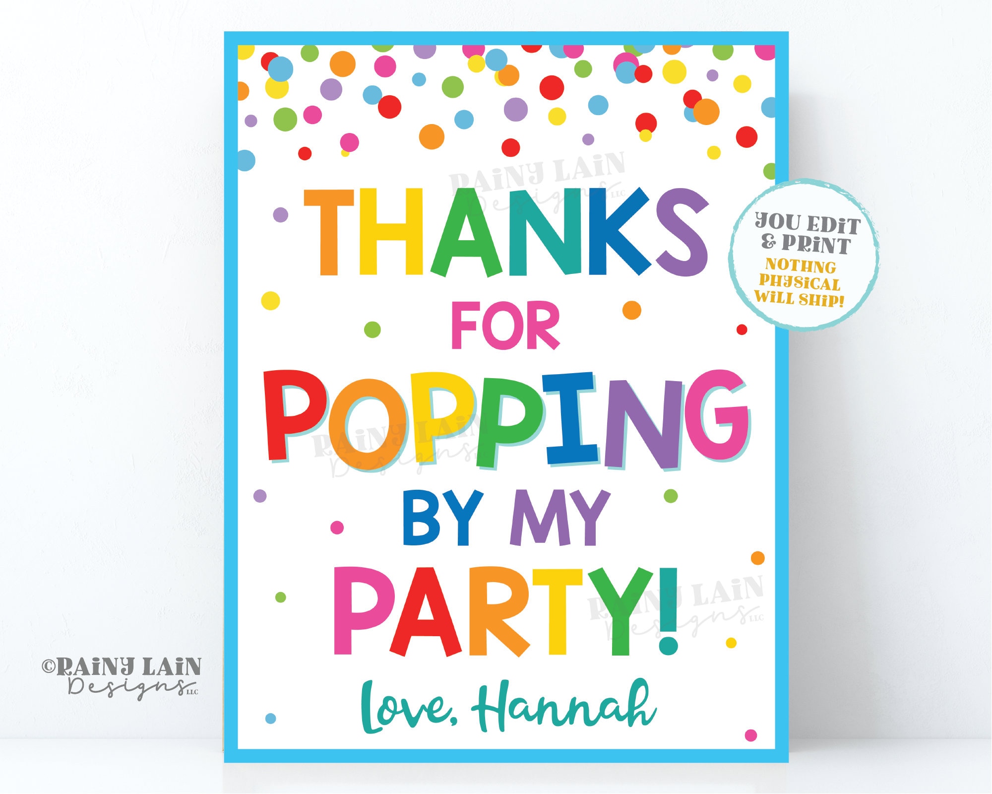 Afr Signs Thanks for Popping by My Party Sign, Birthday Favor Table Sign, Pop ...