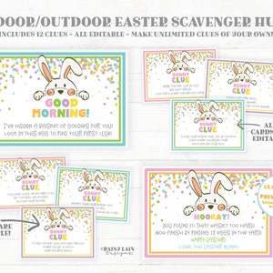 Easter Scavenger Hunt Easter Treasure Hunt Easter Egg Hunt Printables Bunny Clues Notes from the Easter Bunny Scavenger Hunt Printable
