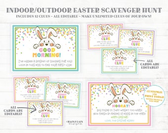 Easter Scavenger Hunt Easter Treasure Hunt Easter Egg Hunt Printables Bunny Clues Notes from the Easter Bunny Scavenger Hunt Printable