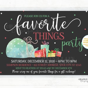 Favorite Things Party Invite, Christmas party invitation, holiday party invite Favorite Things Invitation Favorite things exchange, presents