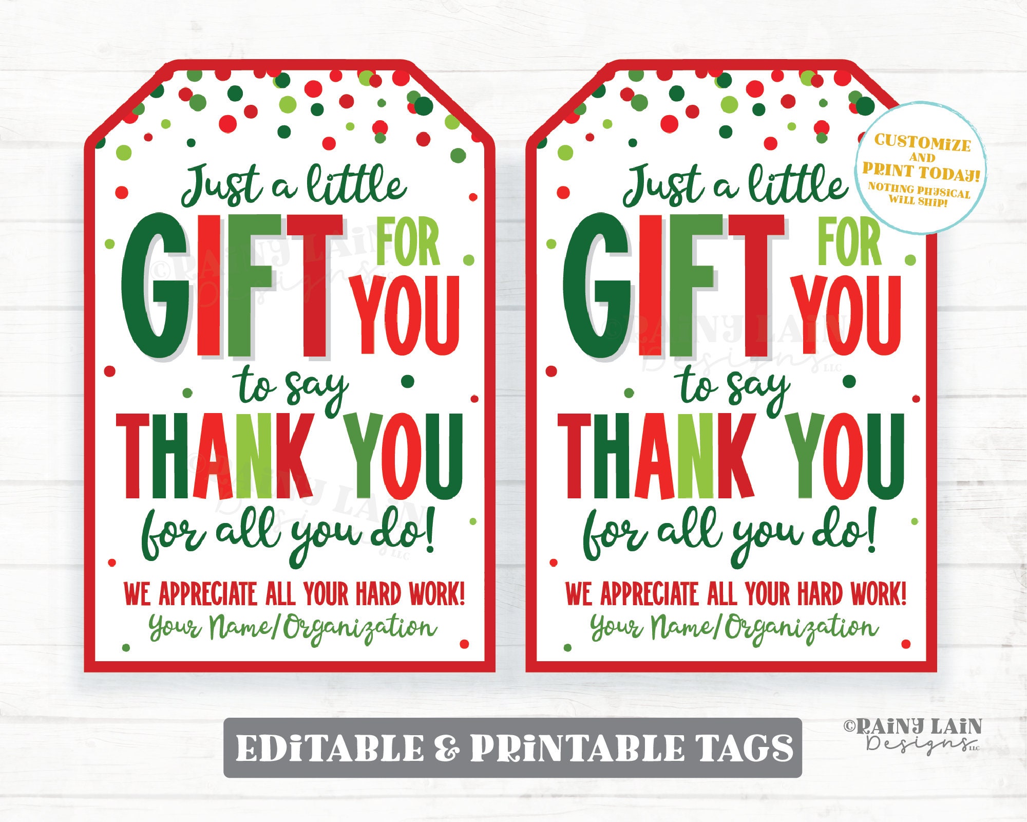 Thank you for all you do Christmas tag Appreciate Holiday Gift