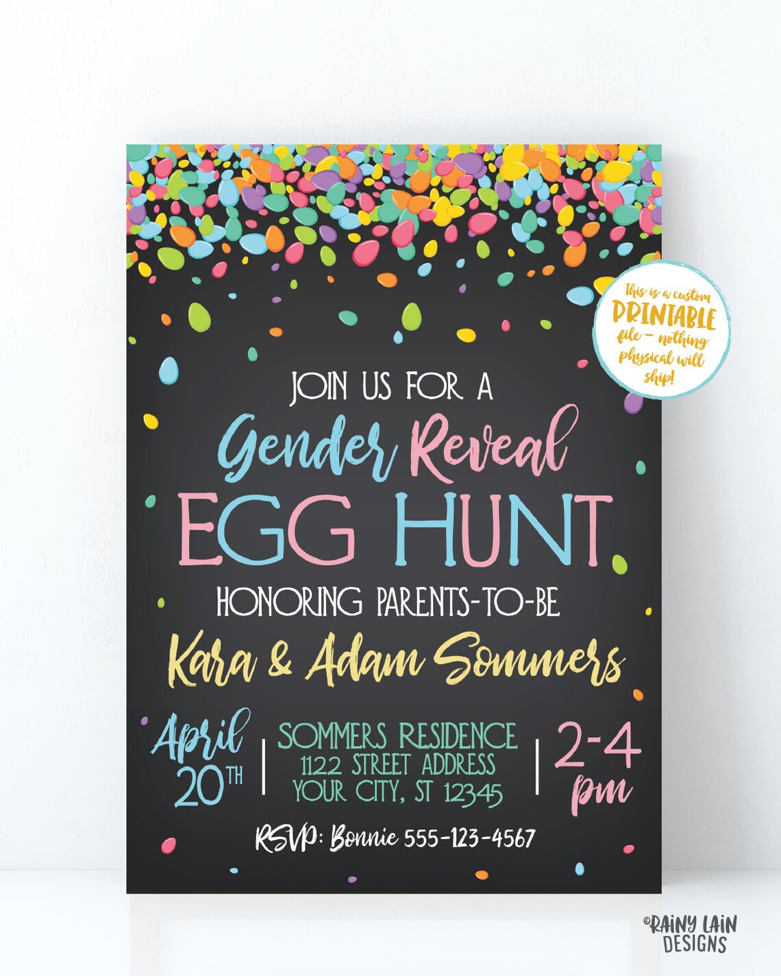 Easter Gender Reveal Invitation Gender Reveal Egg Hunt Etsy