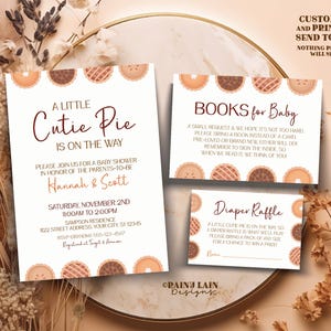 Cutie Pie Baby Shower Invitation Template, Fall Baby Shower Invite, Little Cutie Pie, Gender Neutral, Pumpkin Pie, Digital Download