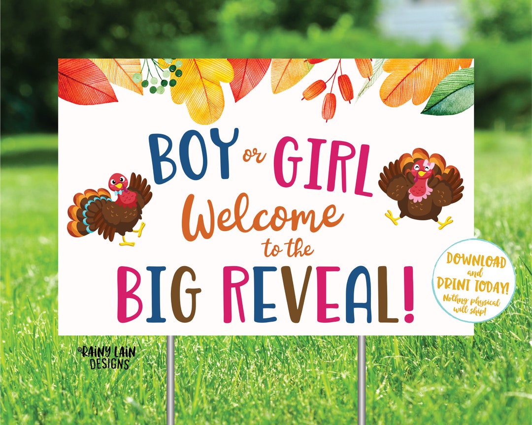 Thanksgiving Gender Reveal Yard Sign Turkey Gender Reveal Etsy