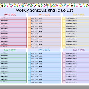 Weekly School Schedule Template, Editable Home School Schedule, Daily Checklist, Task List, Printable Schedule, Weekly HomeSchool Planner image 2