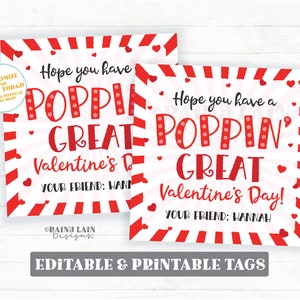 Poppin Great Valentines Day, Pop Bracelet Gift Tag, Fidget Toy Valentine, From Teacher Classroom Preschool Popcorn Non-Candy Popping Favor