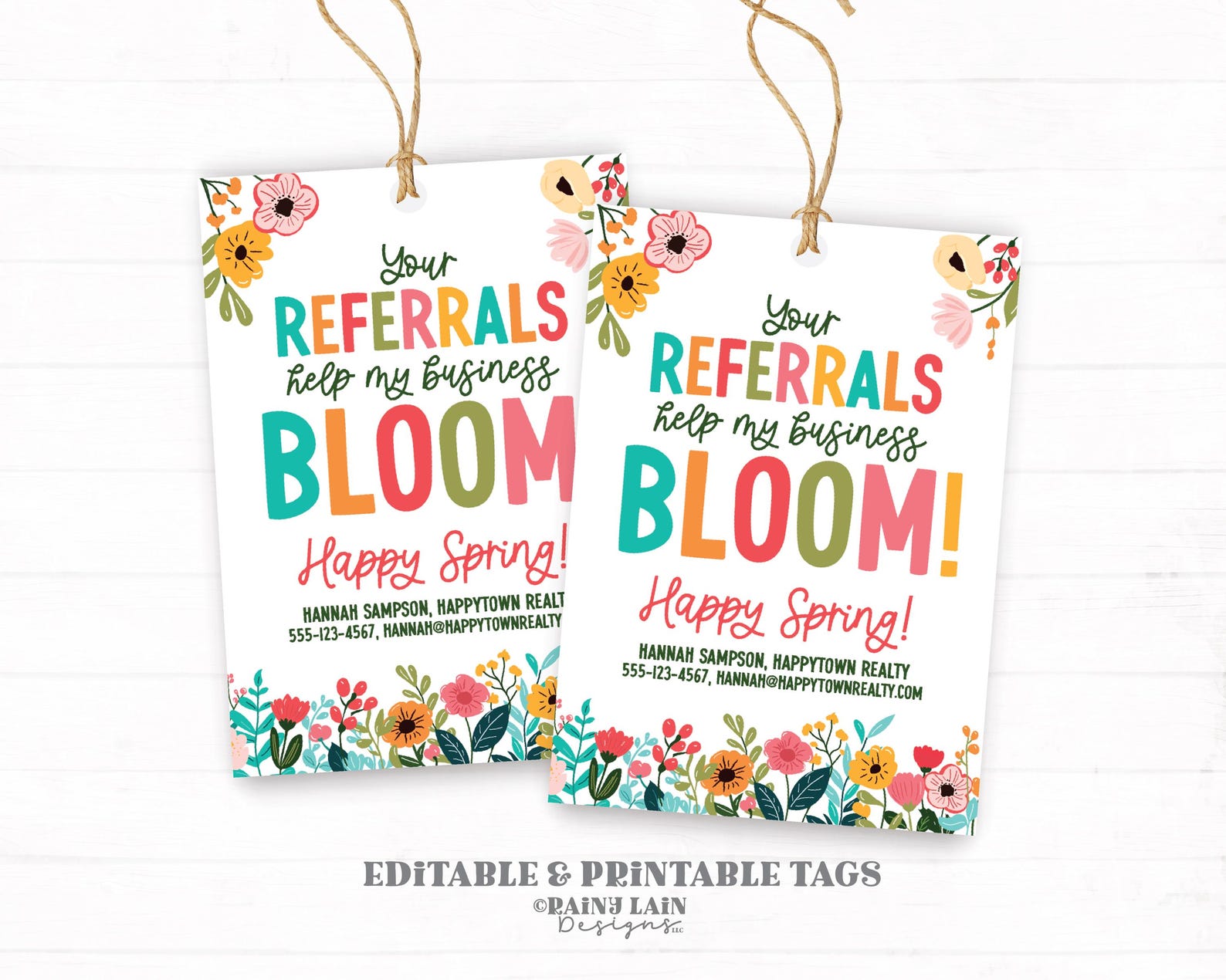 Spring Referrals Gift Tag, Editable Realtor Pop-by Tags, Home Health ...