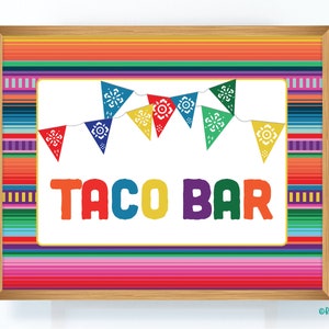 Afdrukbare Taco Bar Sign, Taco Twosday, 1e Fiesta Sign, Mexicaanse Fiesta Printable Fiesta Sign, Fiesta Decoraties, Fiesta Decor, Papel Picado