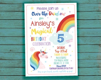 Unicorn Birthday Party Invitation Rainbow Birthday Party Invite Magical Unicorn Magical Birthday Rainbow Party Invite Unicorn Printable