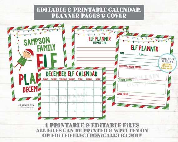 Elf Planner Printable Editable Christmas Elf Ideas Elf | Etsy