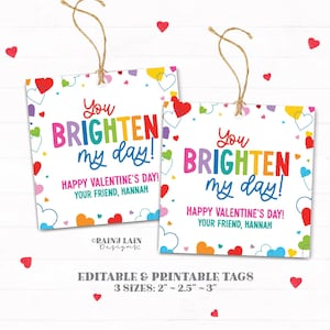 Vous égayer ma Saint-Valentin, étiquette de lunettes de soleil, bâton lumineux carré modifiable, cadeau sans bonbons pour la classe préscolaire en téléchargement numérique