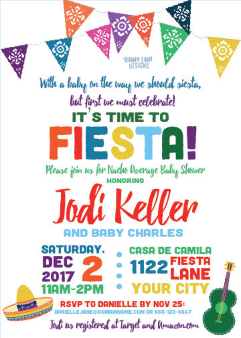 Baby Shower Fiesta Invitations Fiesta Baby Shower Invites Etsy