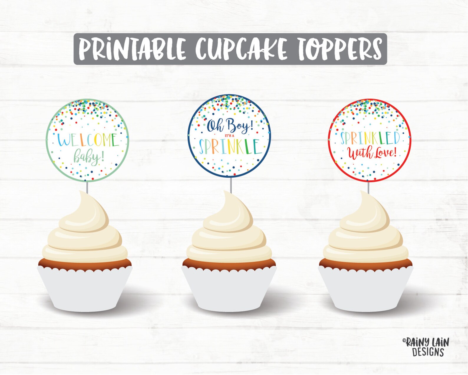 Baby Sprinkle Cupcake Toppers Boy Baby Sprinkle Sprinkle Etsy