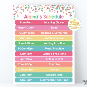 Printable Kids Home School Schedule, Editable Daily Schedule Kids Task ...